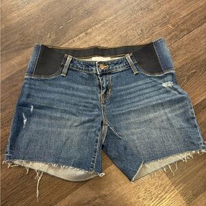 Denim Cutoff Shorts with Black Waistband